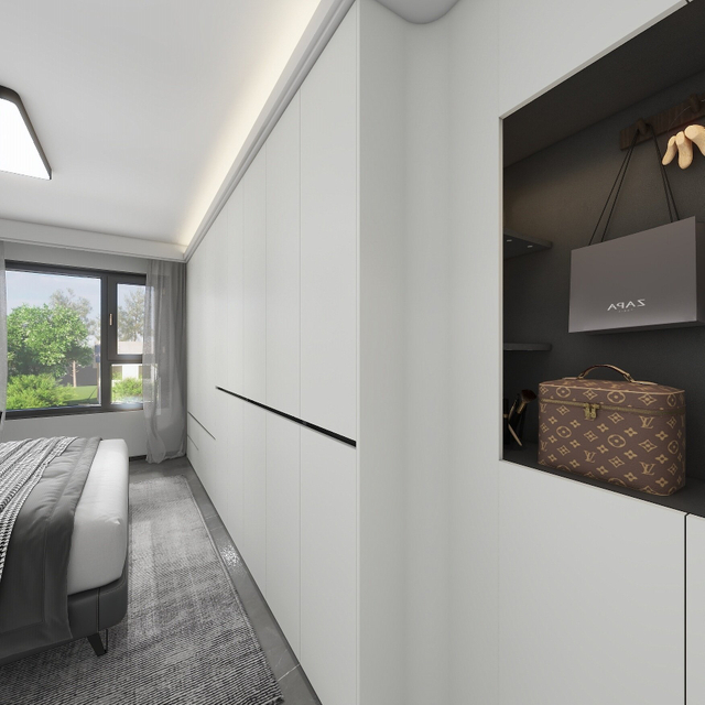 Wit schema moderne opslagruimte grote slaapkamer