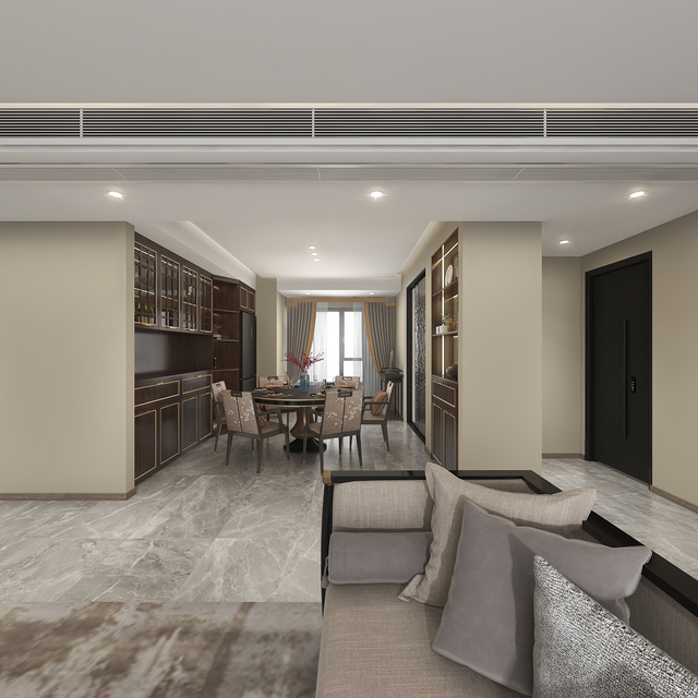 Nieuwe Chinese stijl woonkamer tv -kast met donkere houten korrel deur paneelstijl