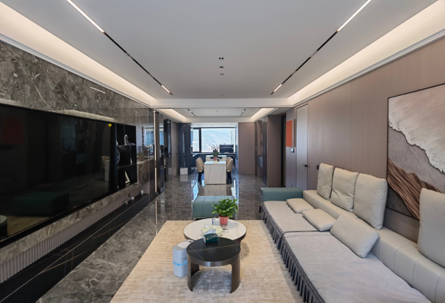 Gesinterde stenen achtergrond muur rooster aluminium frame glazen deur tv -kast