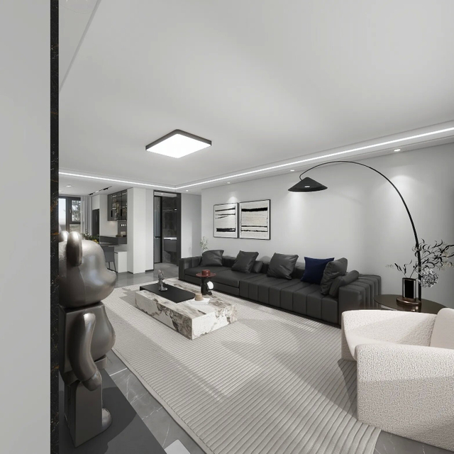 Zwart -witte moderne stijl woonkamer kast