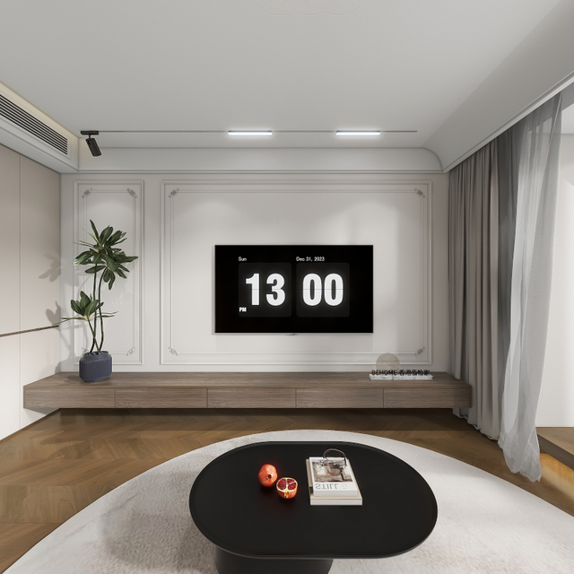 Lichte Franse moderne woonkamer boog ontwerpkast